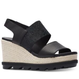 Sorel Women's Black Espadrille Wedge Sandals
